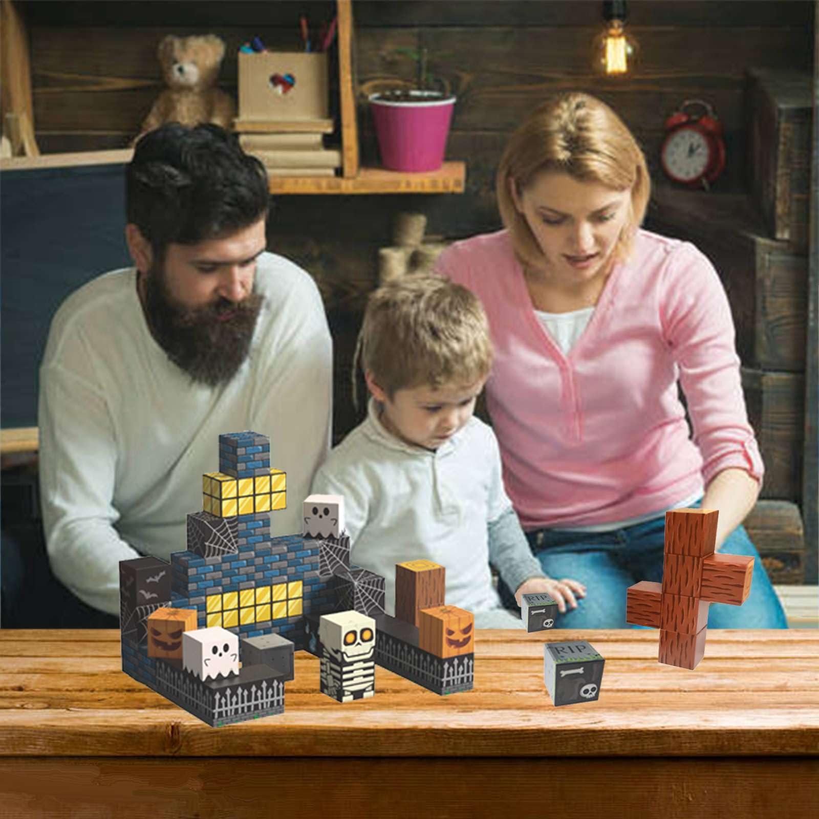 Amazon.com: amdohai Magnetic Blocks Kids Skeleton Toy Spooky Town