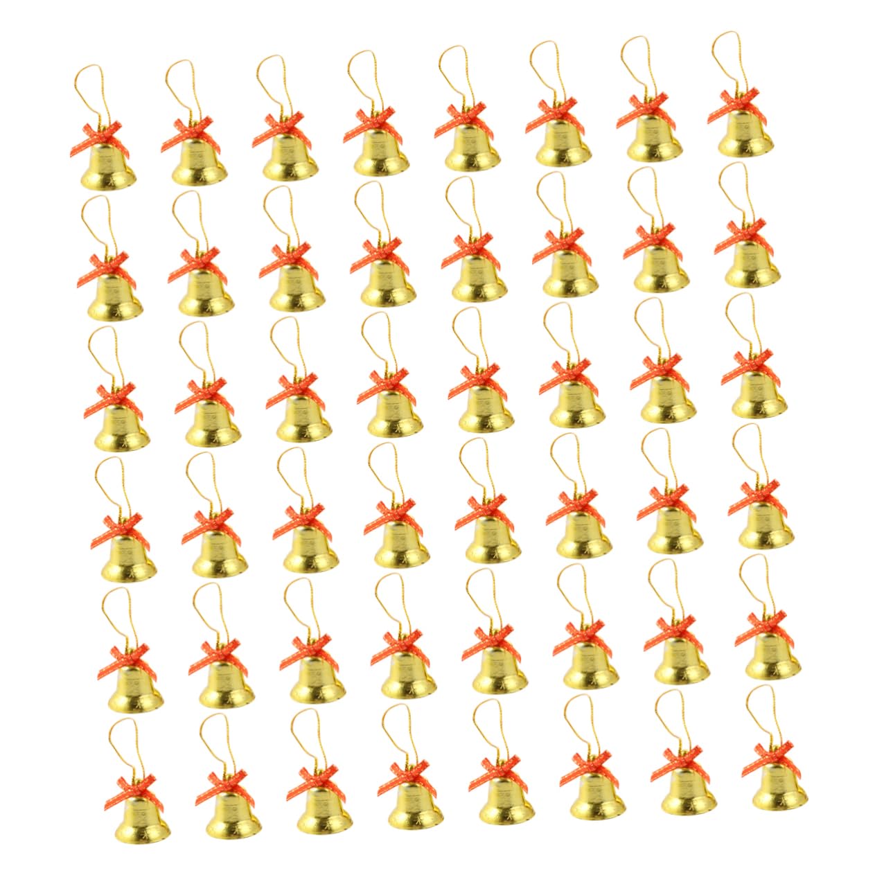 GOOHOCHY 50pcs Mini Christmas Tree Bowknot Ornaments Bells Hanging Decorations for Party Weddings and Festive Atmosphere for Garlands Classrooms and Home Decor