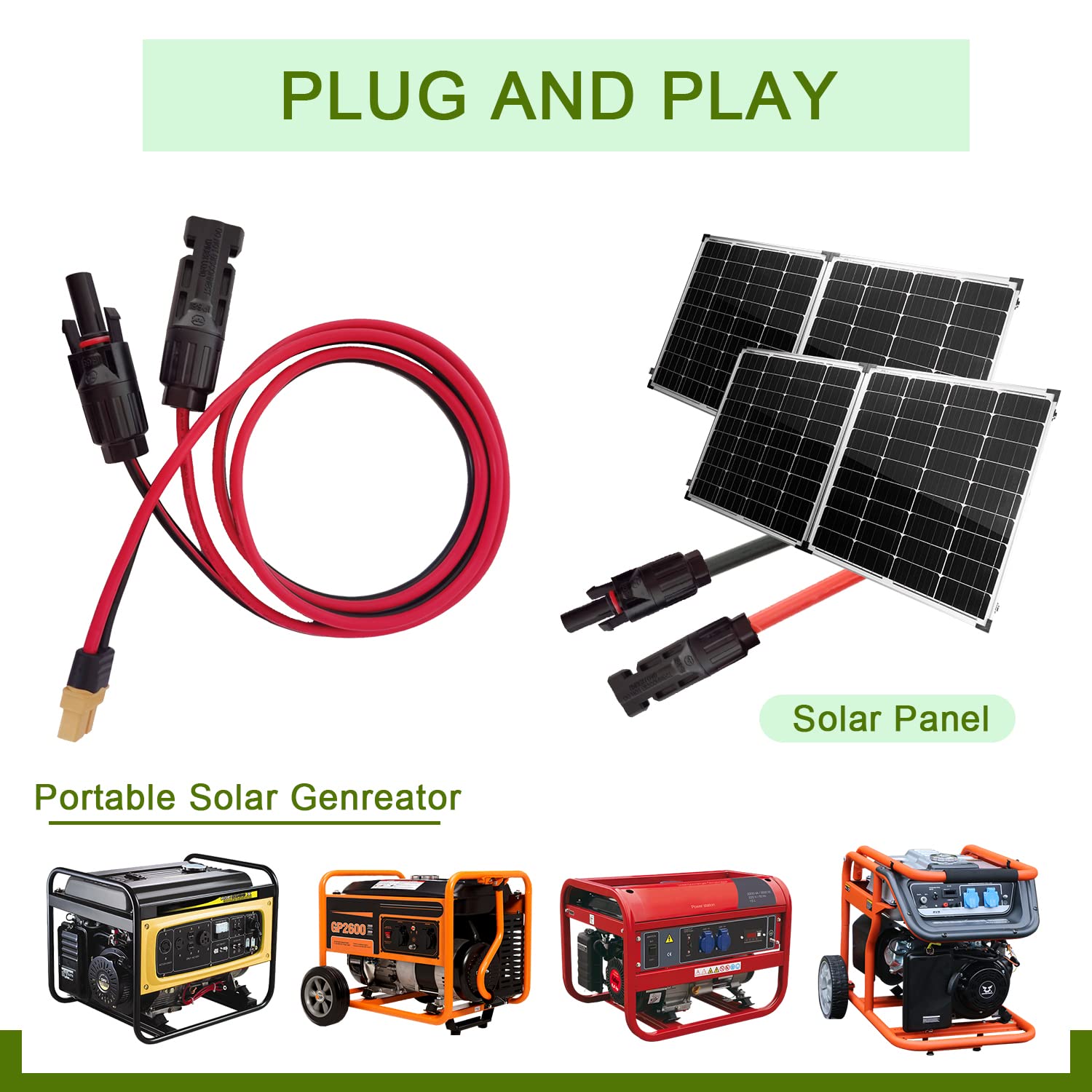 Câble de charge solaire Adaptateur de panneau solaire mâle vers XT60 mâle Câble solaire pour River Pro MAX Powerstation 757 Powerhouse et EF DELTA 2 Powerhouse Solar Generator（12 AWG 60CM）