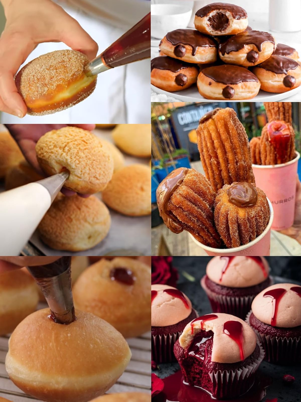 Bismark Cupcake Filling Piping Tips and Bags Set – 3 Long Nozzles with 50 Disposable 12