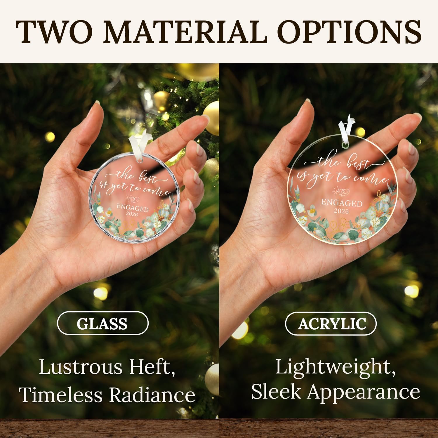 HEXMOZ Engagement Gifts for Couples - Engagement Gift for Women, Newly Engaged Couples, Her - Fiance Gifts for Women - Bride to Be Gift, Engaged Glass Ornament 2026 Party Decorations - Image 7