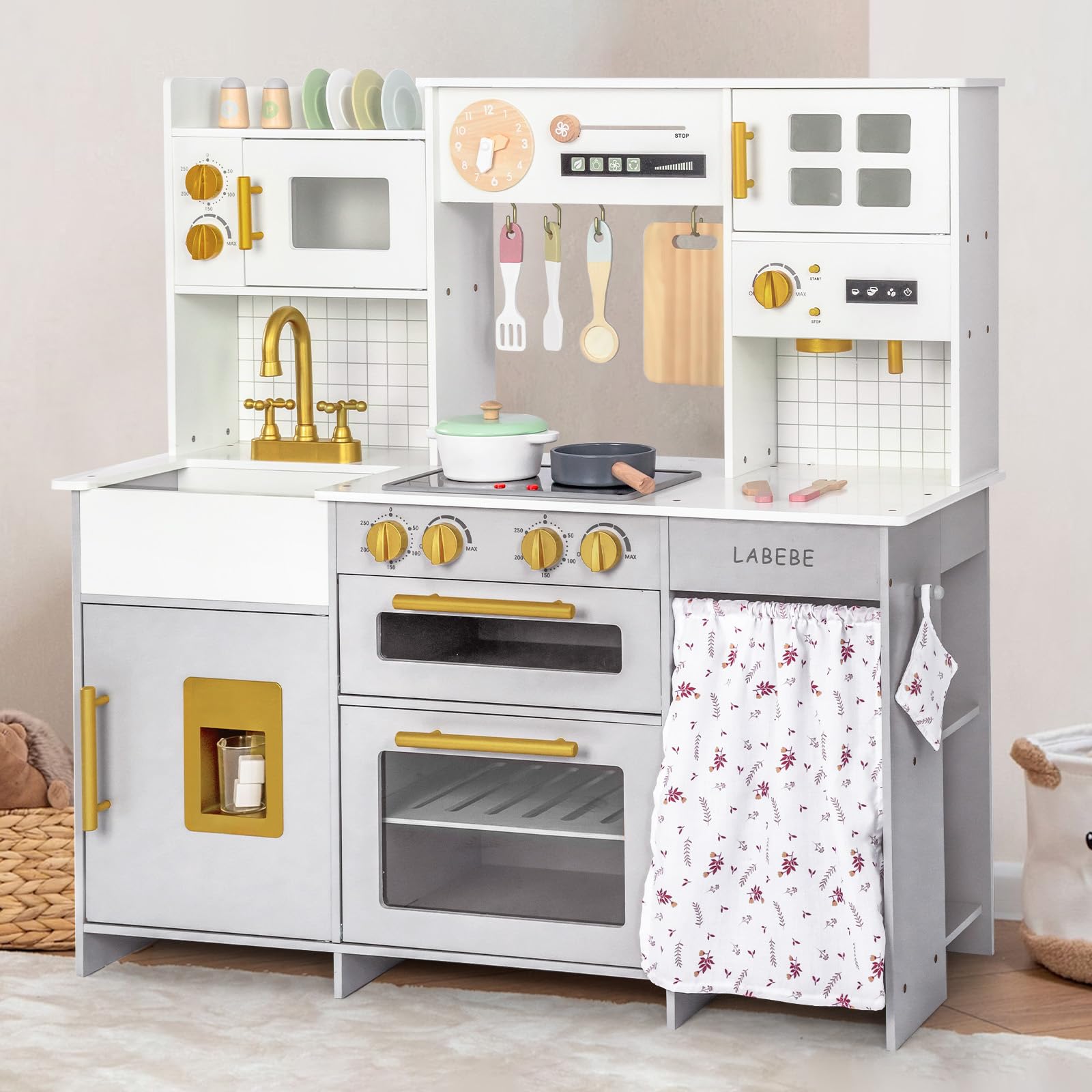 Photo 1 of ***MISSING PIECES***
Labebe Wooden Kids Play Kitchen, Toy Kitchen Set with Plenty of Play Features & Cookware, Toddler Kitchen Playset Designed in Trendy Home Style for Boys Girls
