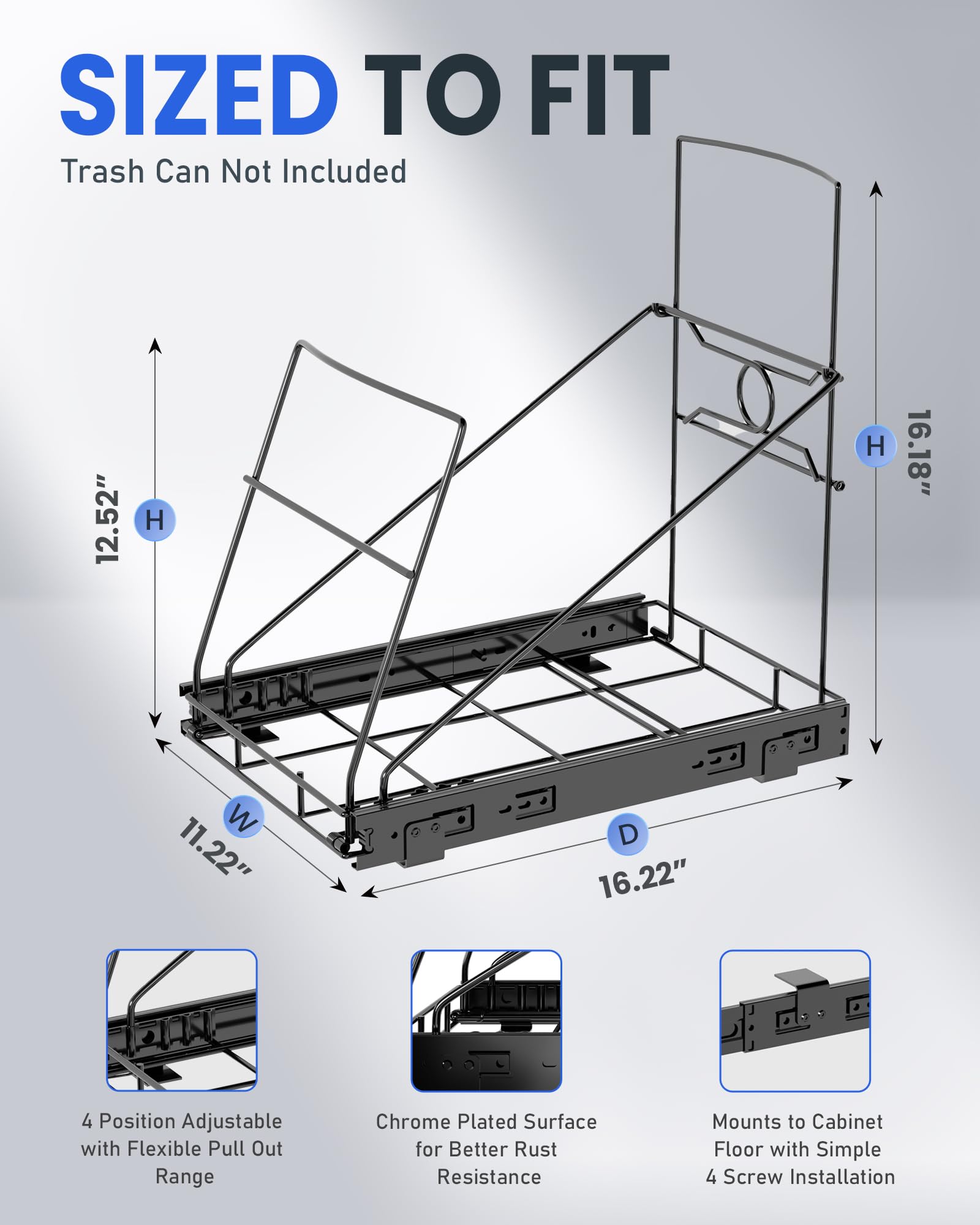 Under Cabinet Trash Can Pull Out Kit - Black -2