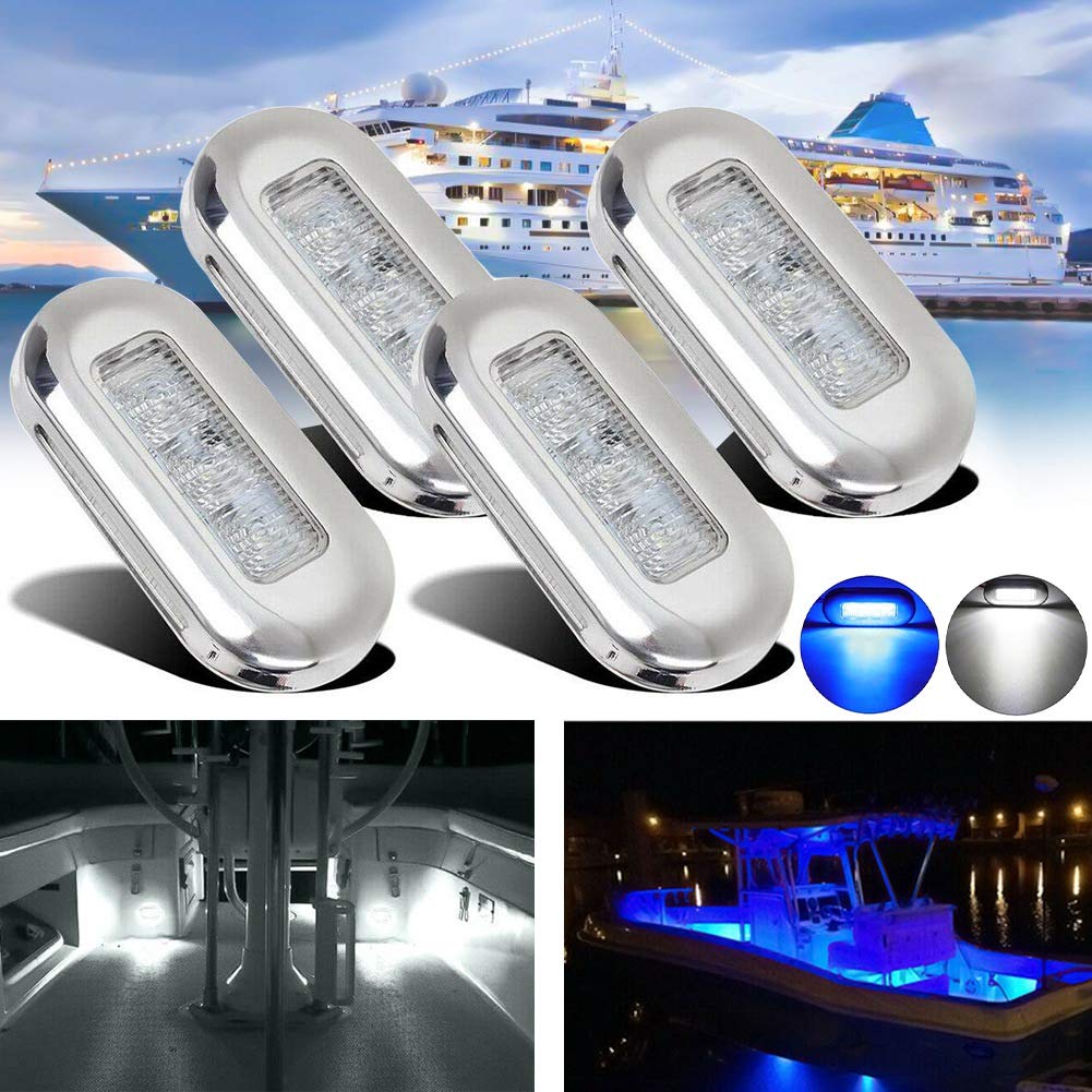 4PZ 12V Lampada di Segnalazione per Barche Marine Grande Impermeabile A LED Luci di Cortesia Piattaforma per Scale Bianca