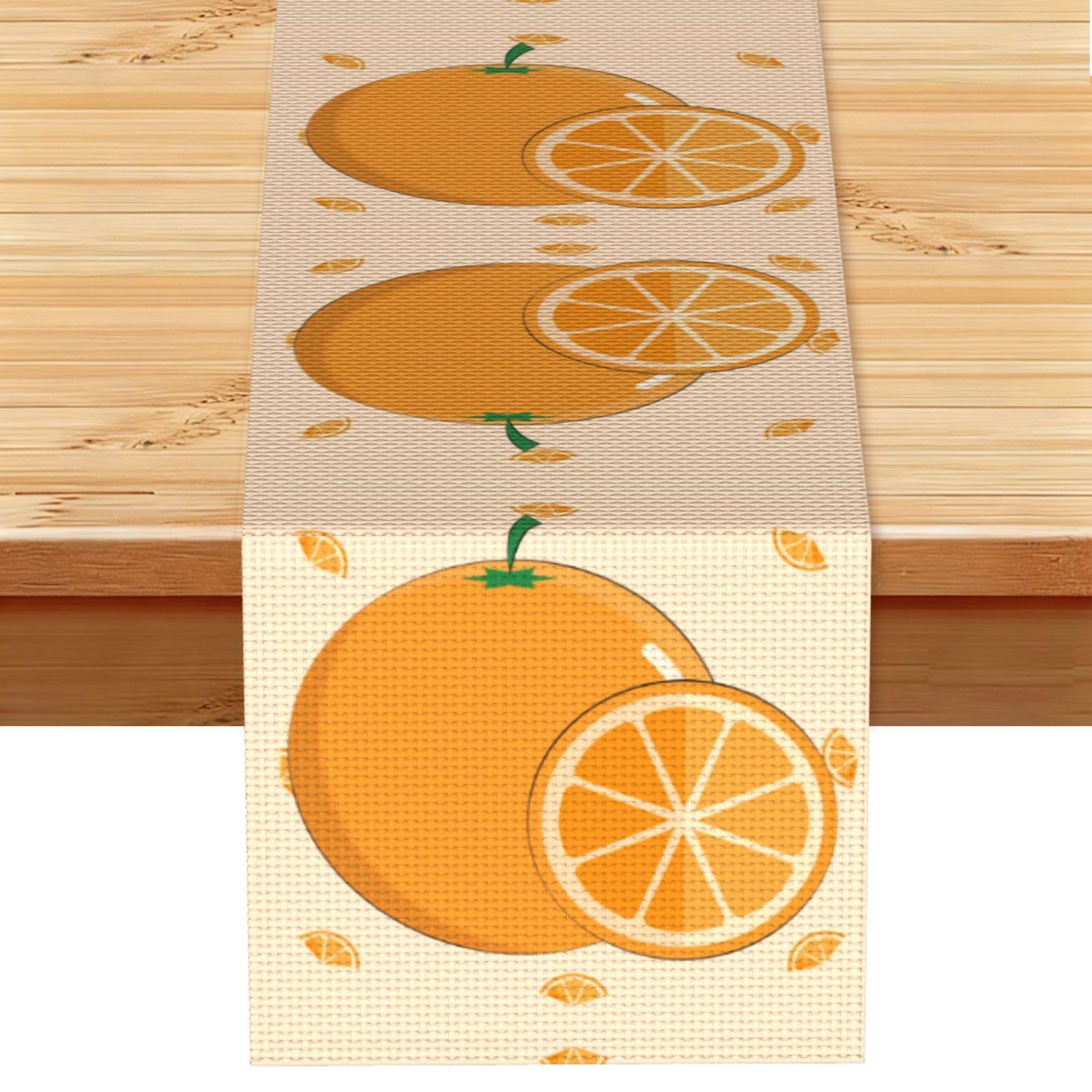 cartoon fresh orange Linen Feel Table Runner Wedding Party Home Decoration