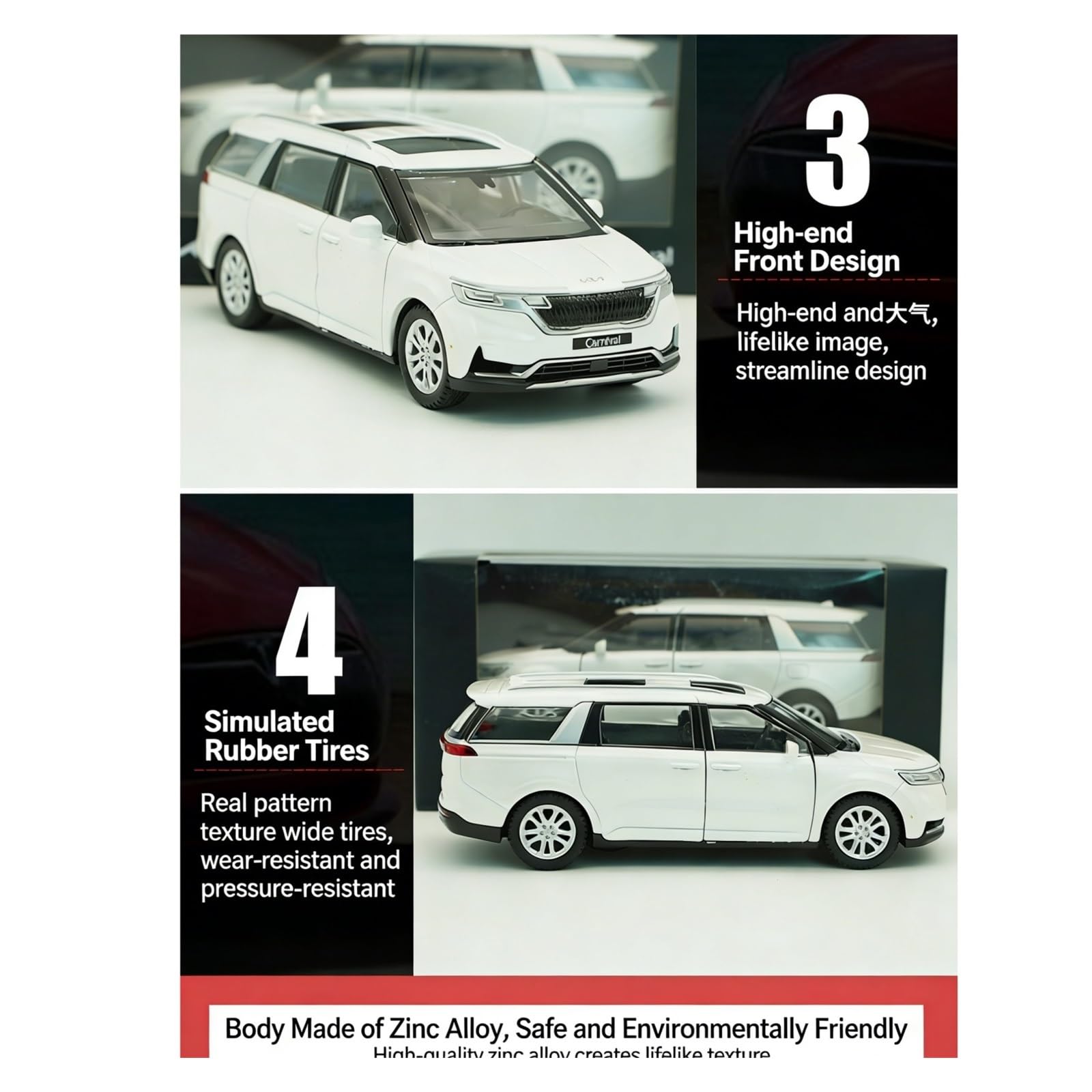 1:38 Per KIA Carnival Cast Vehicles Hobby Da Collezione Souvenir Giocattoli Regalo Set Giochi Modello Auto per Hobby(Nero)