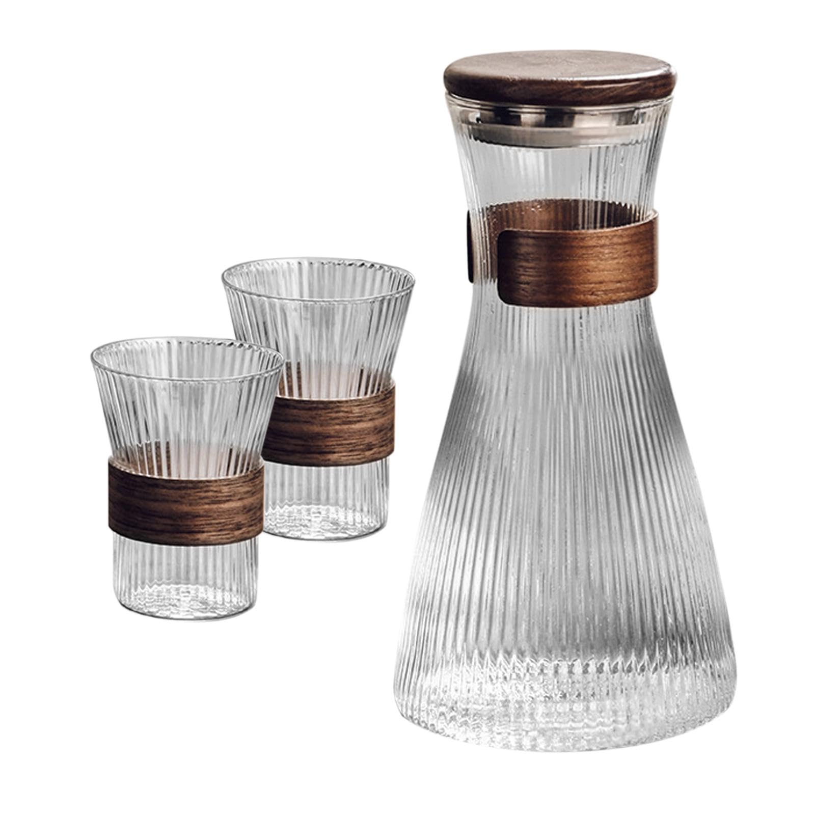Krug für Heißes Und Kaltes Wasser, Teekrug, 1,5 L, mit Walnussdeckel, Krug für Kühles Abgekochtes Wasser, Wasserflasche für Früchtetee, Saft, Kühlschr