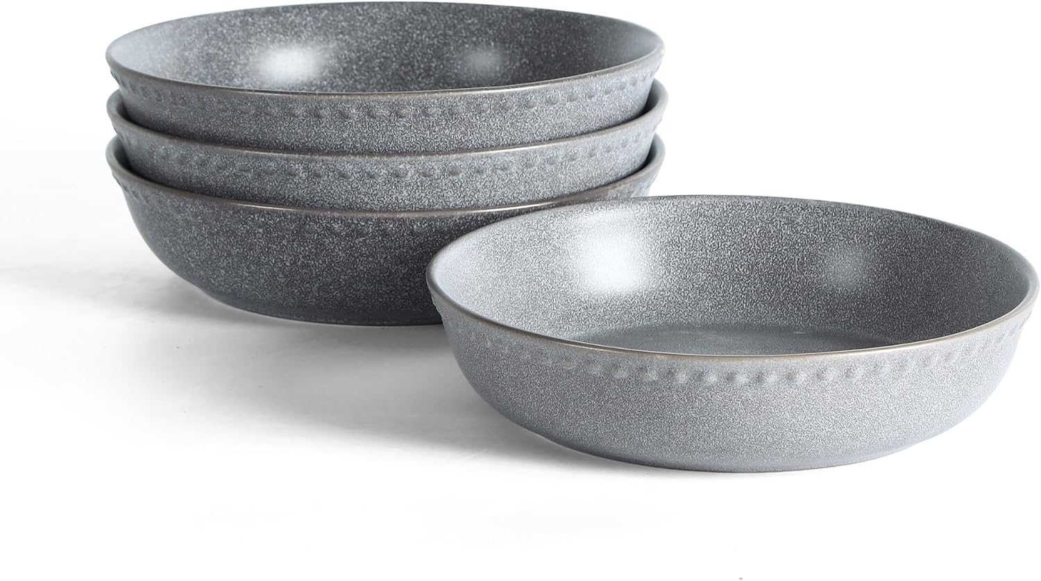 Stone Lain Comet 12-Piece Dinnerware Set Stoneware, Plates and Bowls Set, Dishwasher and Microwave Safe, Dish Set for 4, Cream