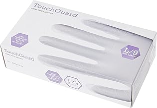 TouchGuard Clear Vinyl Disposable Gloves, Powder-Free, Box of 10*100, Large