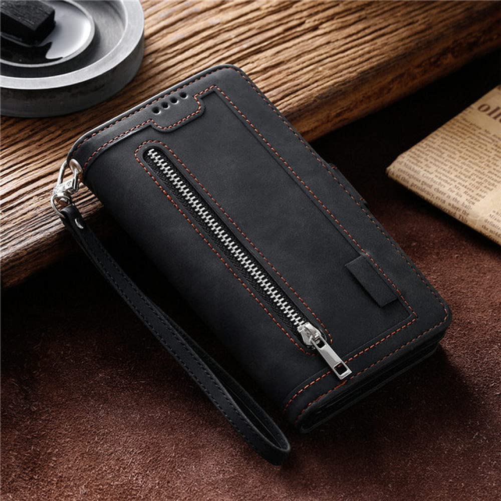 Housse en cuir noir Galaxy A51 4G avec fermeture éclair chic - 7