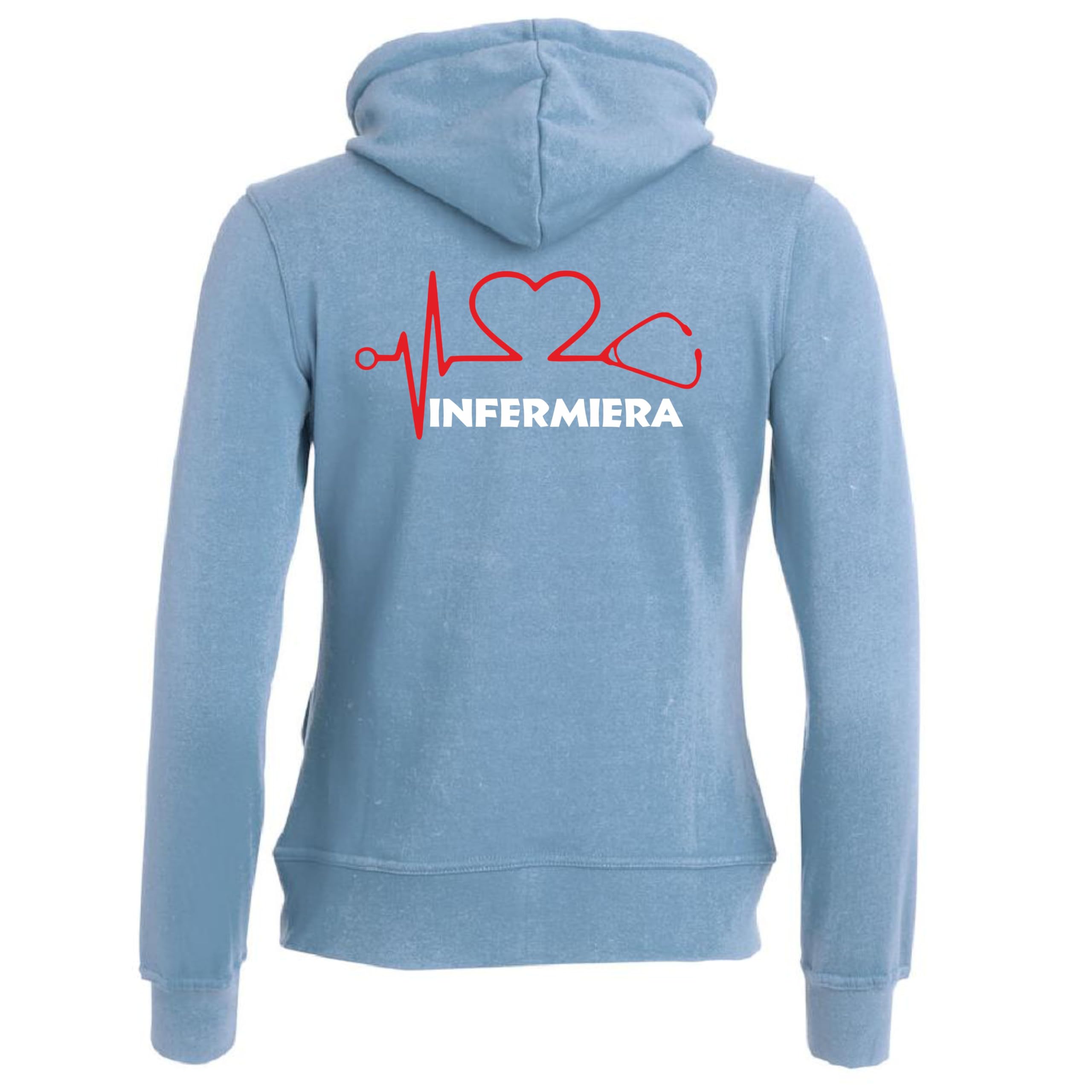 Felpa Infermiera Dottoressa Oss Stetoscopio Cuore | Felpa Da Donna Con Cappuccio e Zip Lunga | Personalizzabile Con Il Tuo Nome La tua Qualifica e Il Tuo Reparto | Scegli la Grafica PS 02203-002