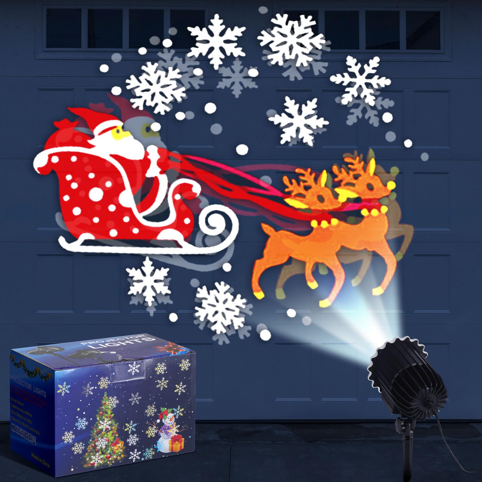 LED-Projektorleuchten für den Außenbereich, Weihnachtsmann auf Schlitten, dynamisch, wasserdicht, für den Innen- und Außenbereich, für Landschaftsgarten, Hof, Party