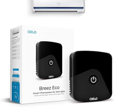 Breez Eco | Smart AC Controller for Mini Split, Window, Portable ACS | WiFi, Alexa, Google, Siri Shortcuts, SmartThings, IFTTT, Free App, NO Subscriptions | Schedules, Geofencing, Comfy Black | WiFi Controller, Alexa, Google, Siri Shortcuts, SmartThings, IFTTT, Free App, NO Subscriptions | Schedules, Geofencing, Comfy