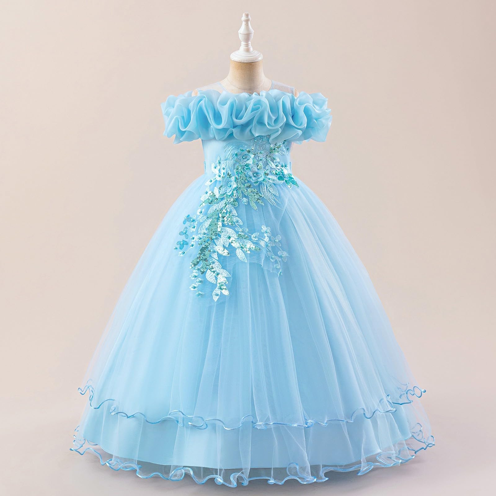 Generico Vestito Bambina Elegante Comunione Cerimonia Senza Maniche Abito Estivo Bambina Morbidi Leggeri Festa Sera Casual Spiaggia Vacanza Ragazza Dress