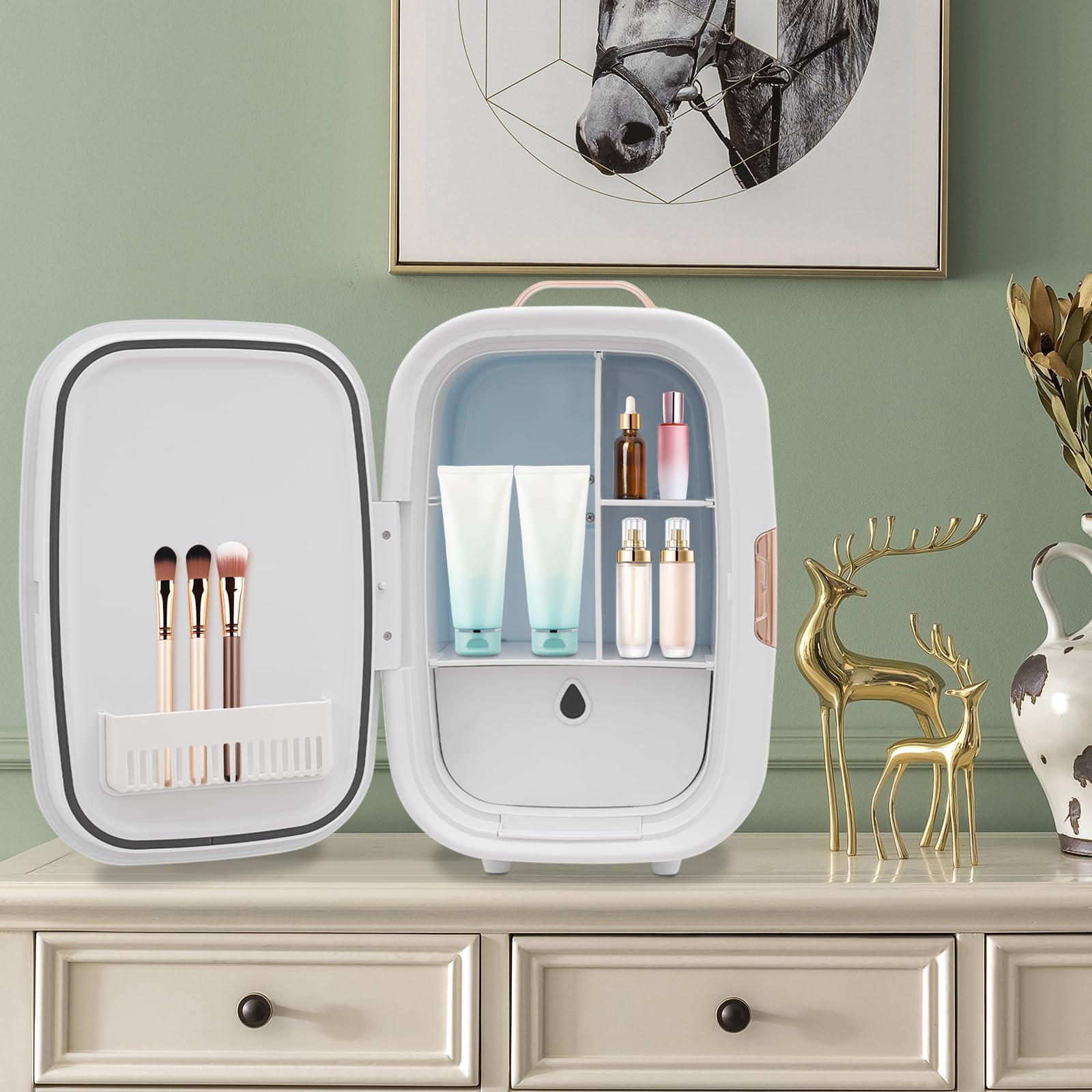banborba Skincare Fridge, 12L Makeup Mini Fridge for Bedroom, Portable Cooler & Warmer Small Compact Refrigerator for Cosmetics, Drinks, Office and Car - White