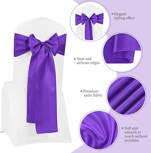 Vista 33 de 72 fundas universales para sillas de satén rojo, con lazos para silla, reutilizables, suministros para Navidad, bodas, recepciones, eventos