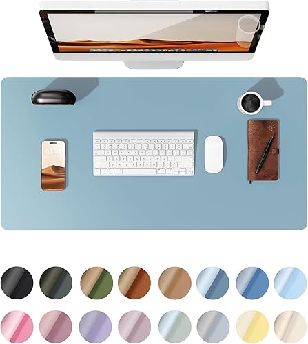 Miniatura 100 de YSAGi Protector de escritorio de cuero, tapete de oficina, alfombrilla grande para mouse, antideslizante, de piel sintética, almohadilla