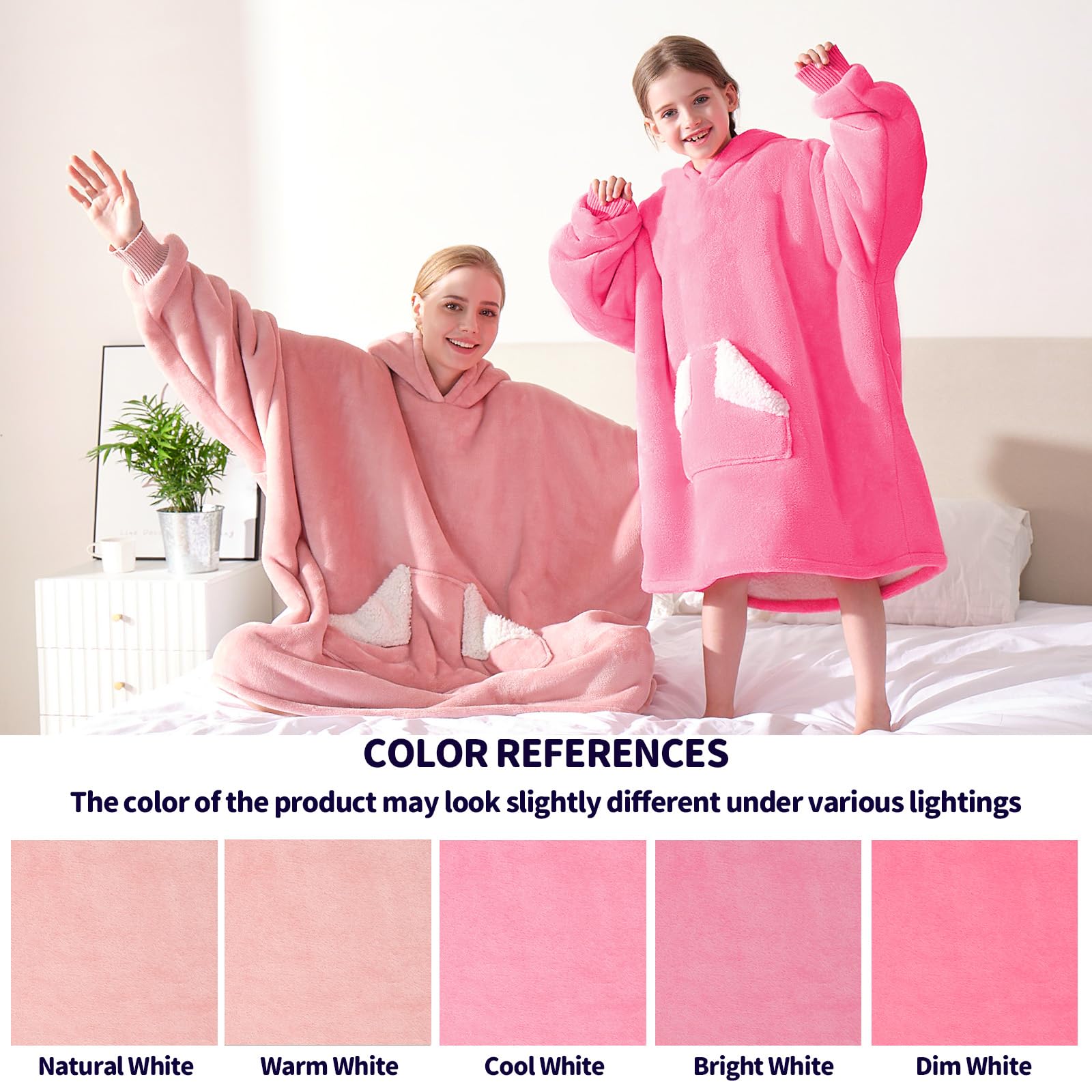 Touchat - Sudadera con capucha para niños, talla única para todos (rosa)