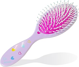 LUV HER Lilo & Stitch Hair Accessory 5 Pcs Set - 1 Regular 9 inch Stitch Hairbrush & 4 Scrunchies - Detangling Brush - Elastic Hair Ties Ropes for Girls, Ages 3+