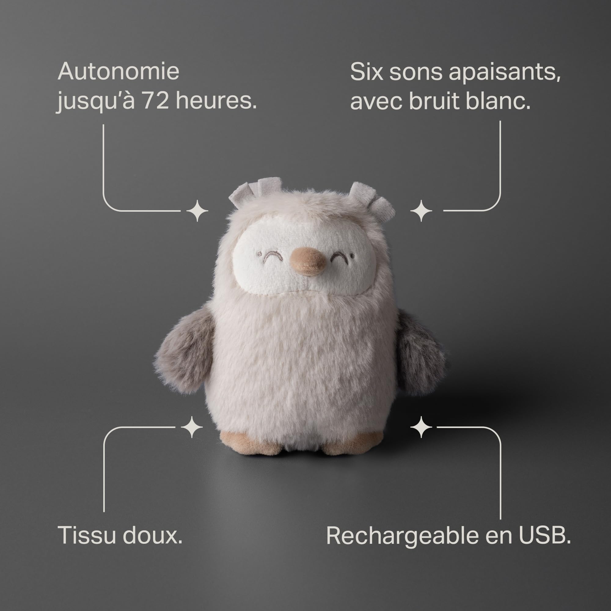 Tommee Tippee Mini OllieChouette Aide au sommeil portable bruit blanc machine rechargeable USB 72h lavable