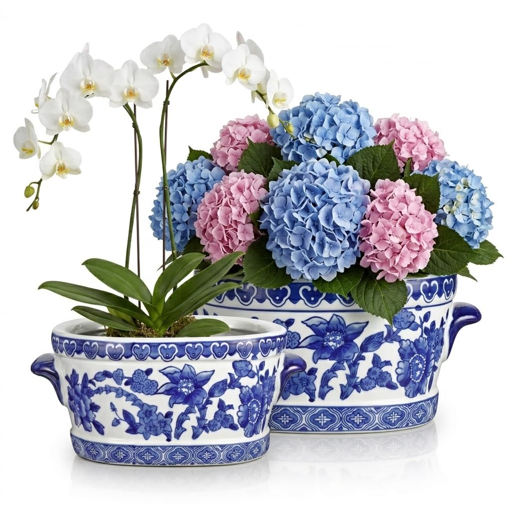 Arborus Vintage Floral Oval Planter