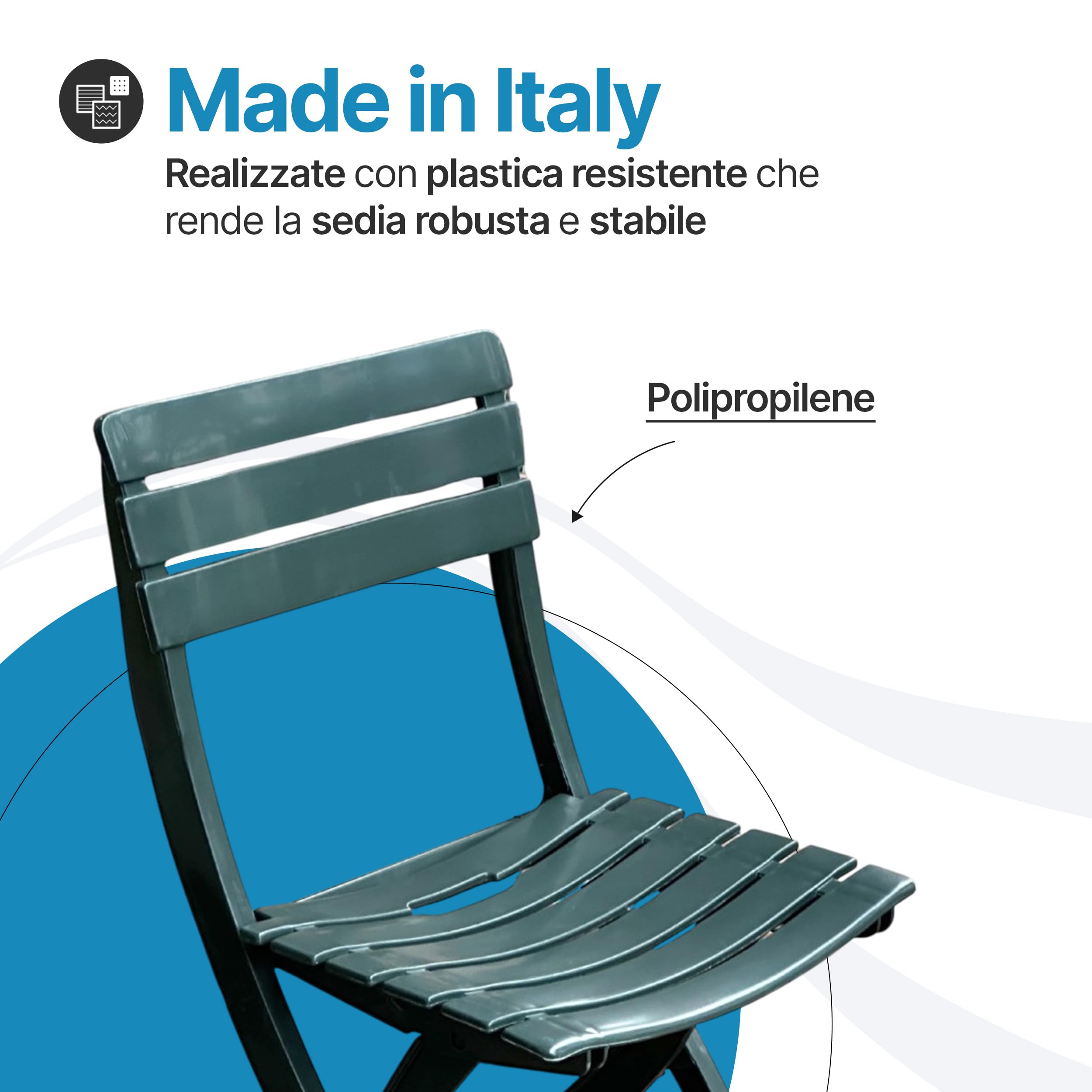 Sedie Pieghevoli da Esterno in Plastica Set di 4 Verde Tomaino