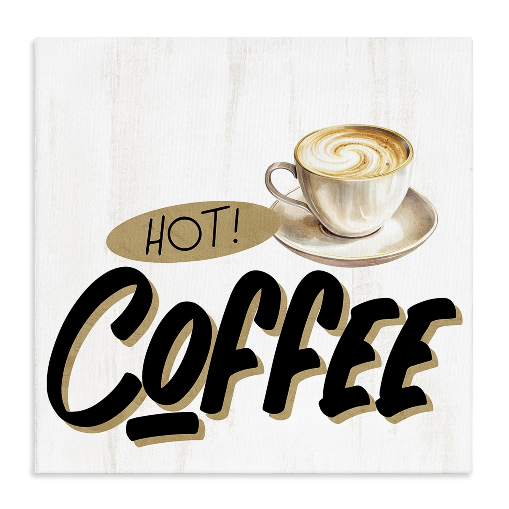 Stupell Industries Hot Coffee Latte Morning 'Retro Fresh Hot Coffee', Canvas Art, 24 X 24 Inches, Easy To Hang And Sturdy, Made In Usa, By Kim Allen