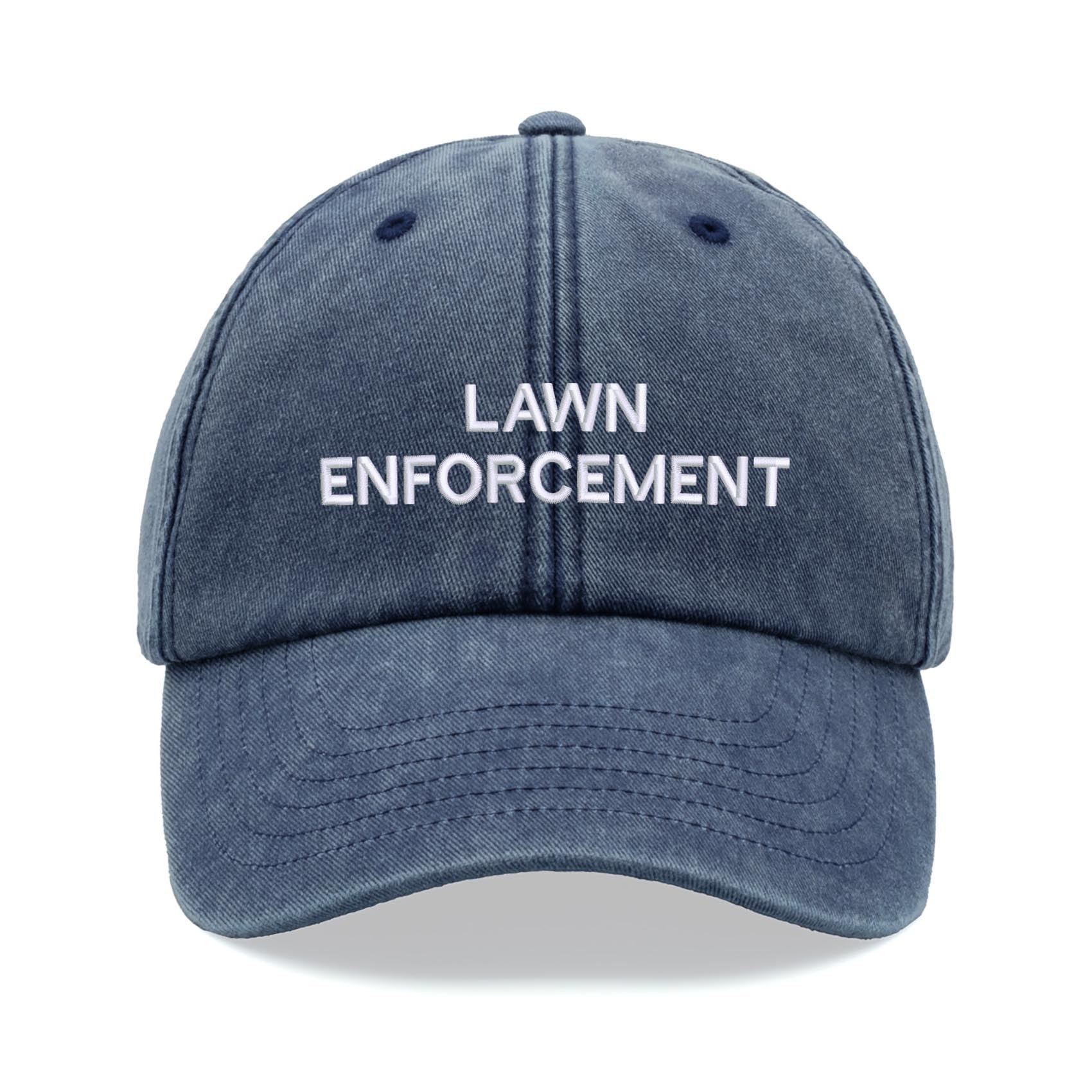 Cap Base Unisex Blue Denim Lawn Enforcement Baseball Cap Vintage Washed Dad Hat Adjustable