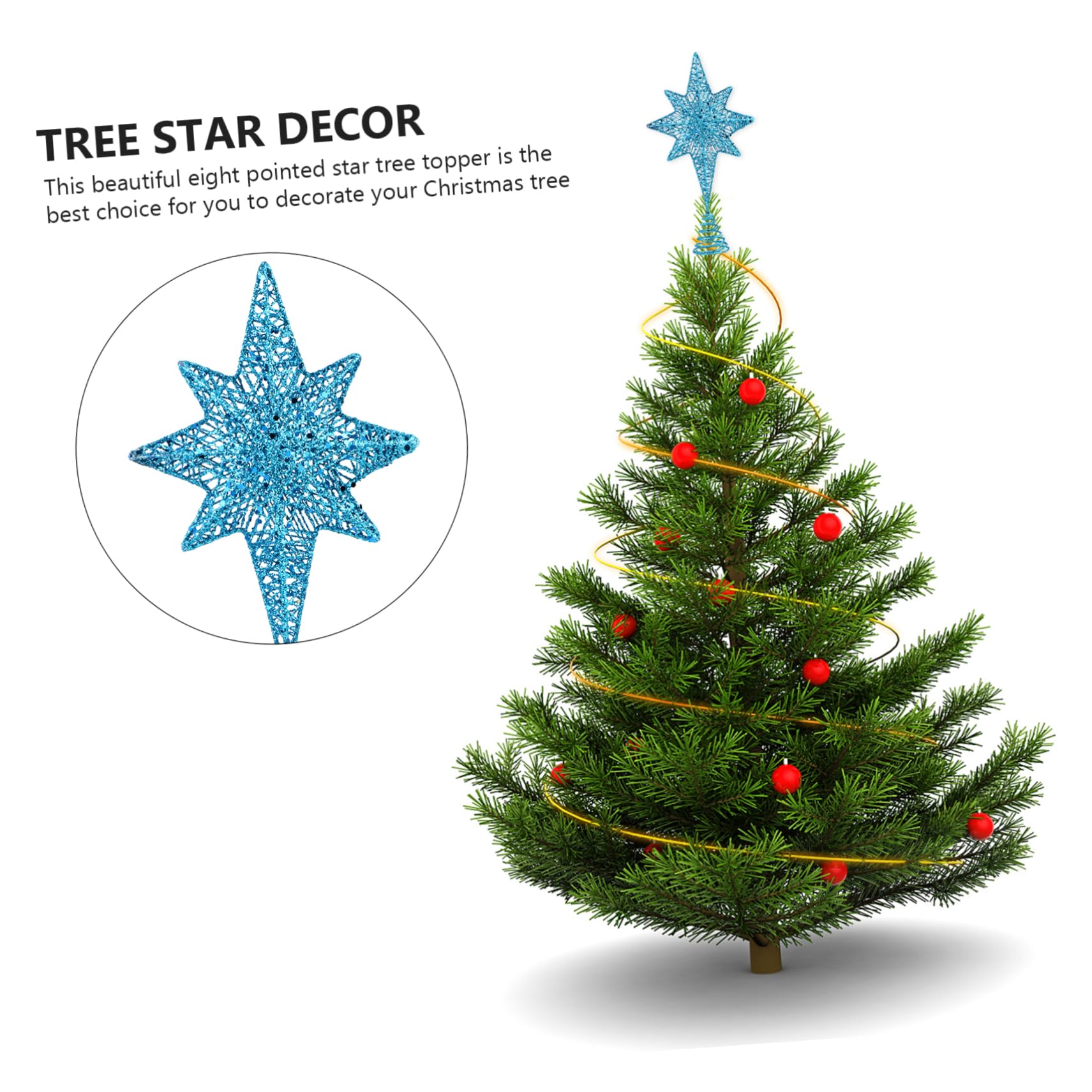 Zerodeko 3stücke Weihnachtsbaumspitze Glitzernde Blaue Tannenbaum-Stern-Dekoration Für Festliche Anlässe Für Tischbäume Und Festliche Deko Geschäften Und