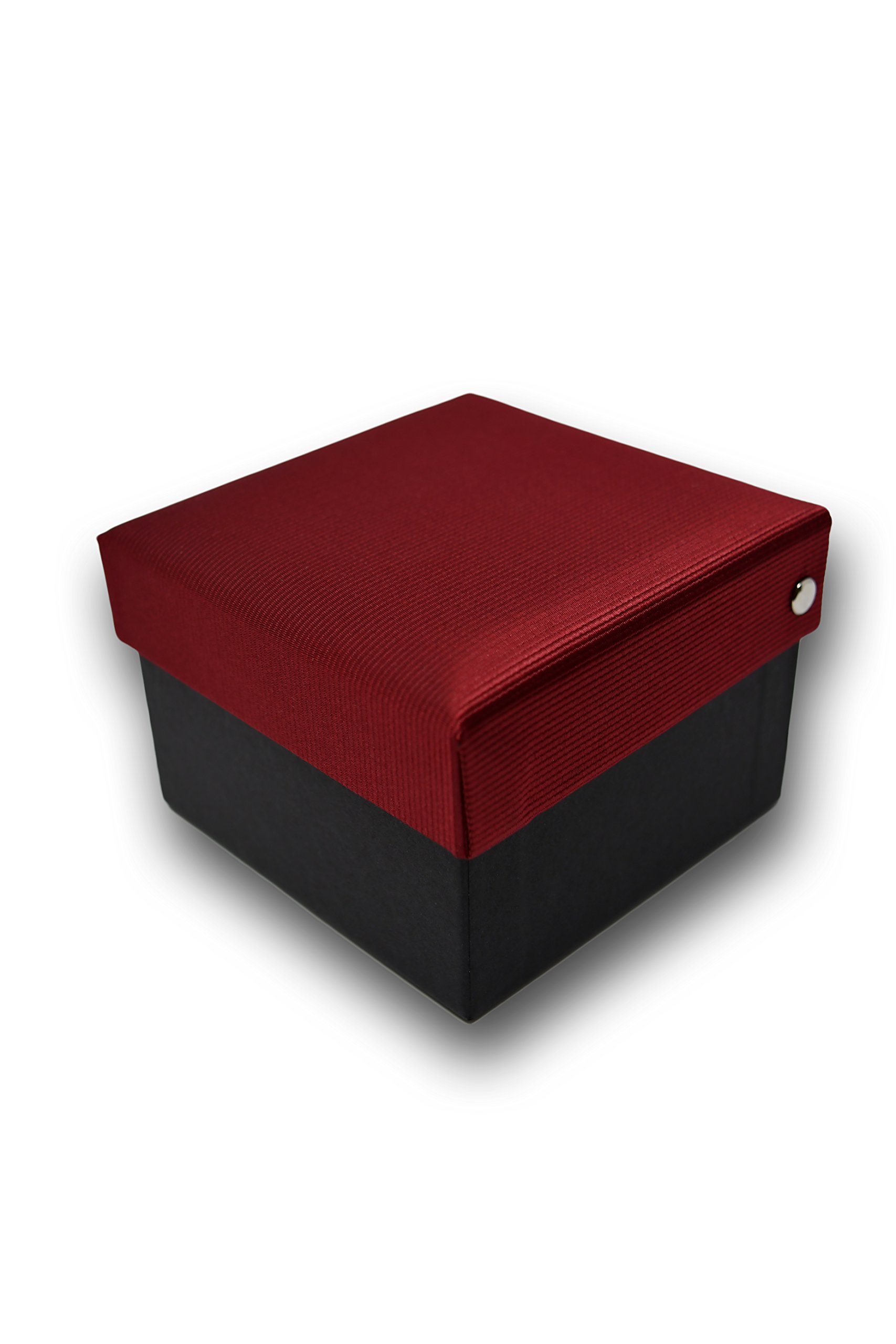 Sweet Leaf Cravatta da uomo, Fazzoletto da Taschino e Gemelli Rosso Scuro - 100% seta - Classico, Elegante e Moderno - (Confezione Regalo, ideale per un matrimonio, con un abito)