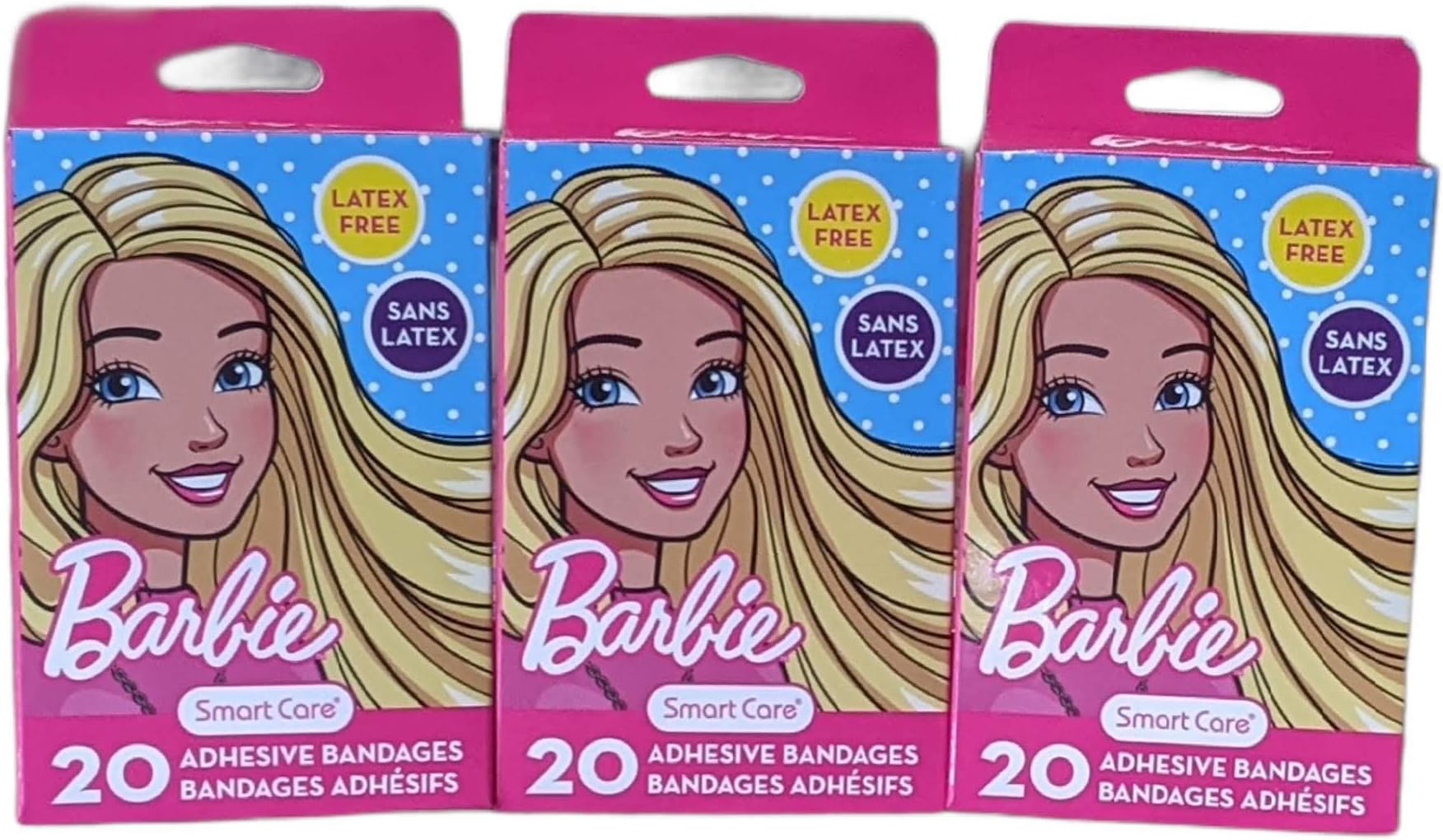 Smart Care Barbie Themed Sterile Adhesive Kids Bandages - Three Pack, Multi
