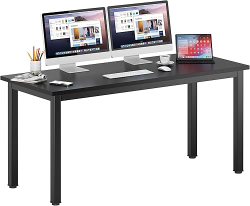 DlandHome - Escritorio para computadora, para el hogar, oficina, mesa, escritorio, estudio, mesa de juegos, estación de trabajo, Nogal negro +