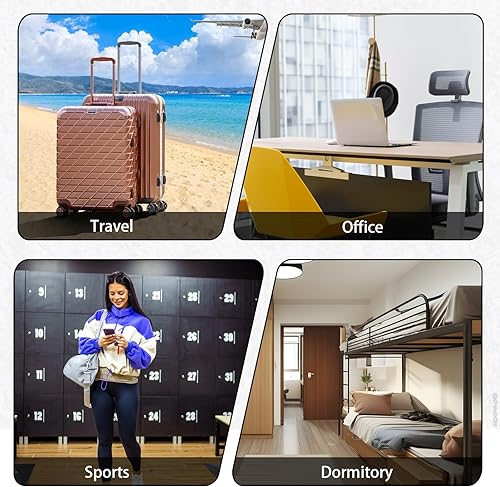 Miniatura 5 de Paquete de 5 candados combinados para equipaje, candado de combinación de 3 dígitos, candado negro de seguridad con contraseña pequeña, de aleación