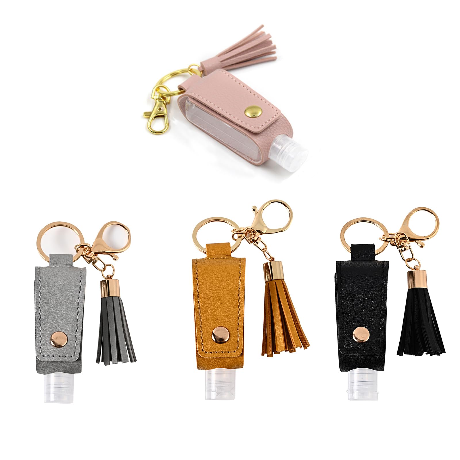 HoJJaSelect 4Pcs Convenient Hand Sanitizer Keychain Portable Refillable Bottle Keychain No Leakage Empty Leakproof Plastic Bottle for Outdoor Trip Shopping School