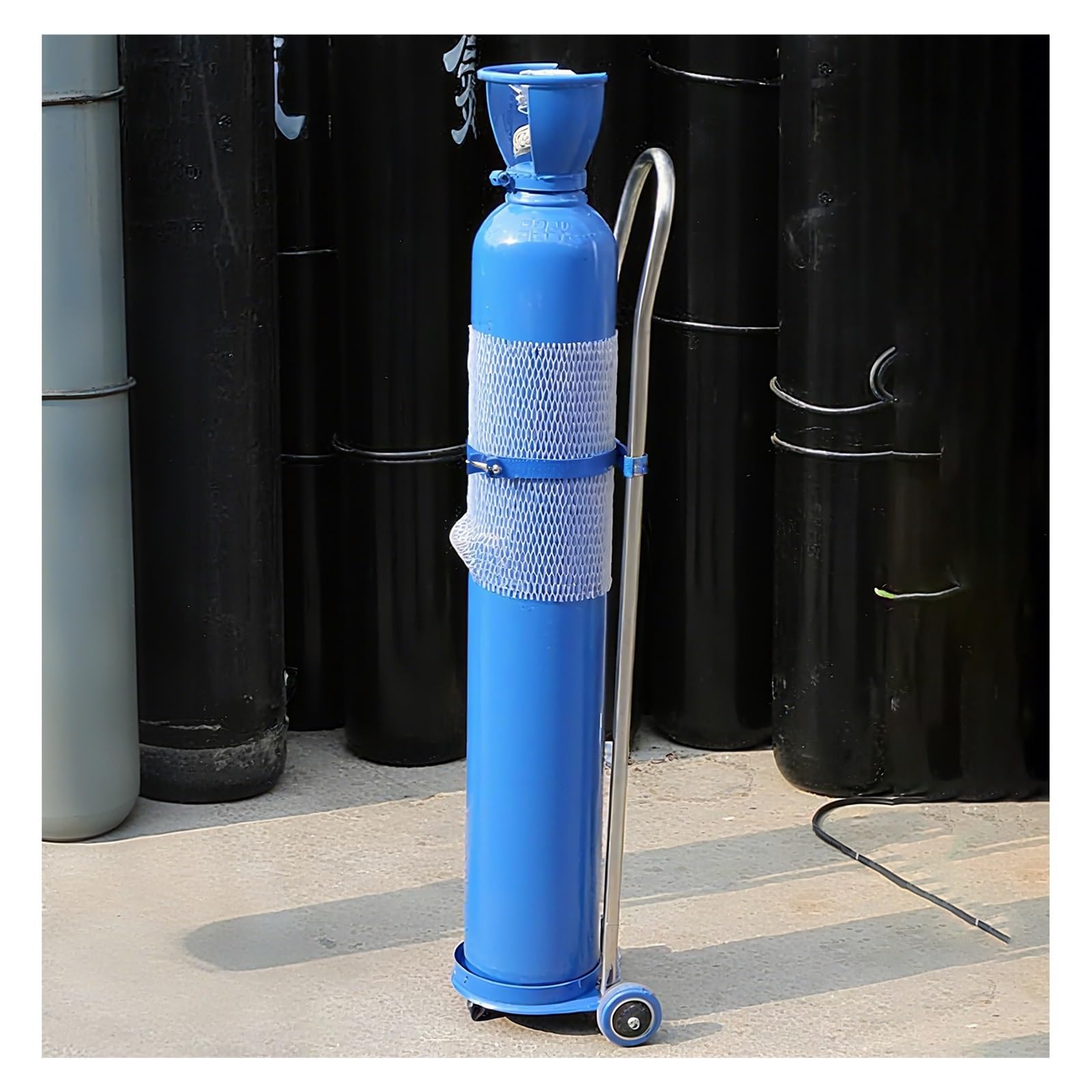 WQPMNYG Mobile Gas Cylinder Stand for 6" Tanks, Heavy-Duty Welding Dolly for Nitrogen, Oxygen, Propane - 87cm Height, Portable Workshop & Hospital Use