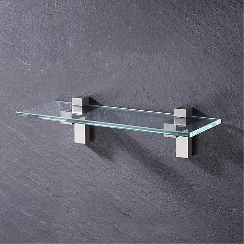 Miniatura 4 de AWEN Soporte de estante ajustable de maderavidrio de metal sólido, 4 piezas, níquel cepillado