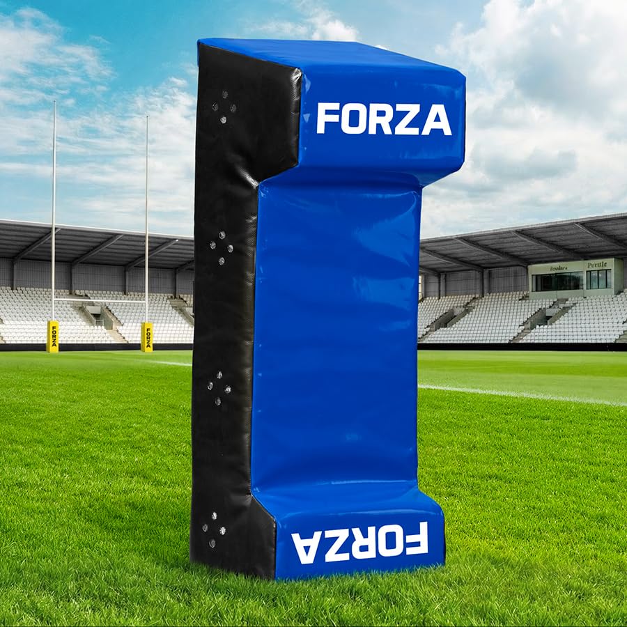 FORZA Rugby Tackle Shield with Double Wedge – Pro Model Rugby Training Pad with Padded Handles, High Density Foam Core & 615gsm Cover – Junior or Senior – Yellow, Red, Blue or Black (Blue, Senior)