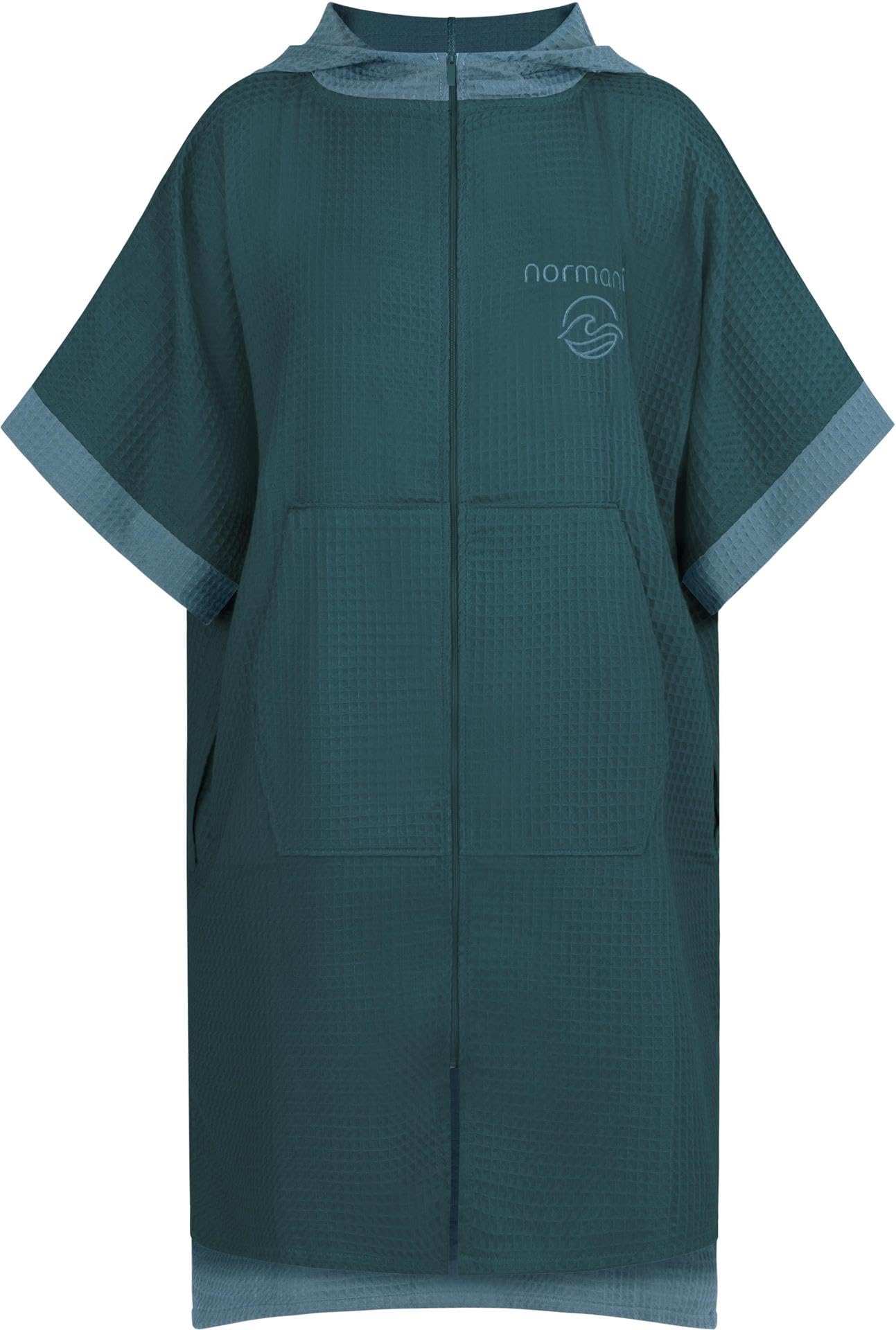 Badeponcho aus Waffelpique Handtuch-Poncho aus 100% Viskose leicht und kompakt - Badetuch Surferponcho mit Kapuze für Damen und Herren