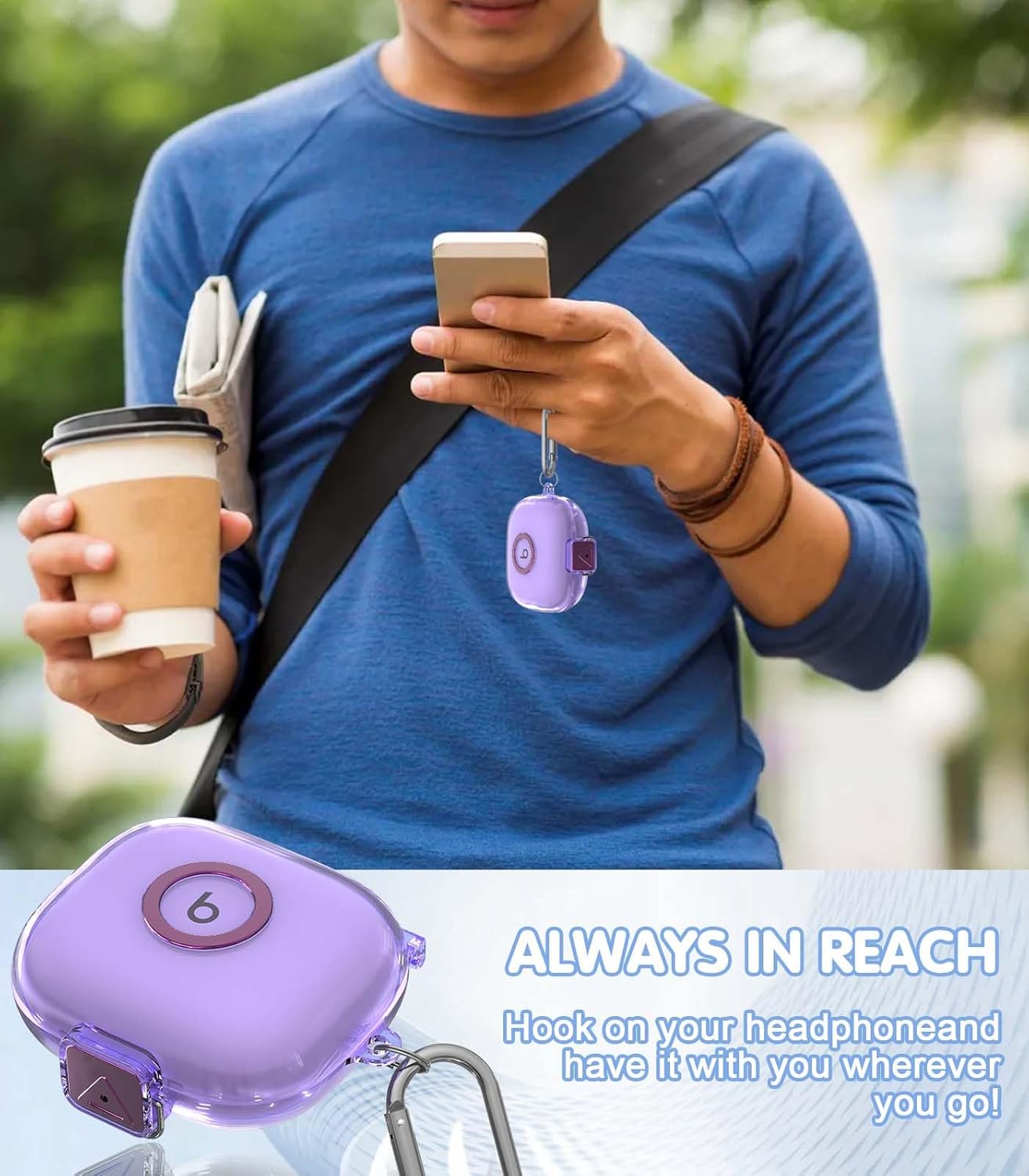 [Upgrade Secure Lock] for Beats Powerbeats Pro 2 2025 Case Cover with Cleaner Kit, AGENTNANO Clear TPU Shockproof Protective Cover with Beats Powerbeats Pro 2 Charging Case with Carabiner-Clear Purple - Image 6