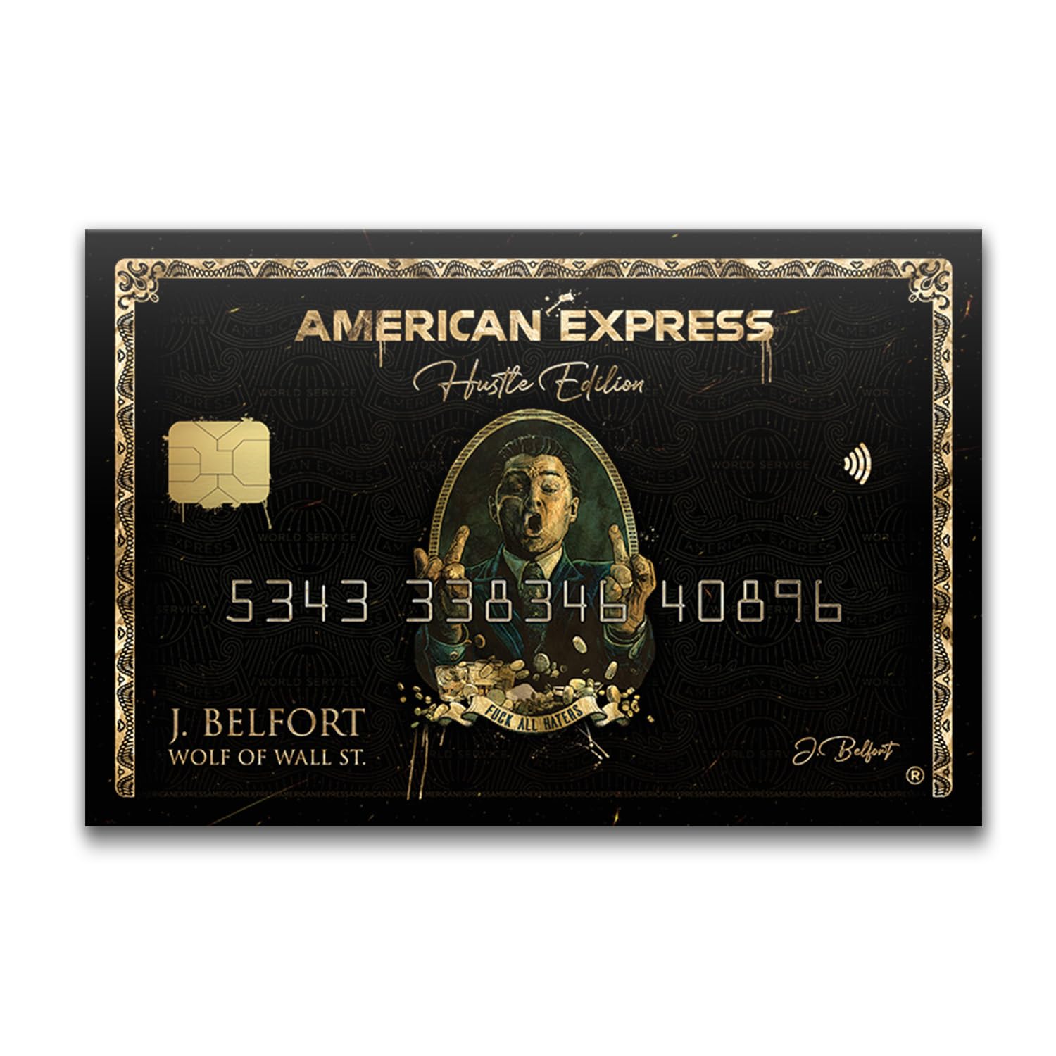 The Wolf of Wall Street Art - Hustle Edition Black Poster Inspired by J. Belfort & American Express Motivational Canvas