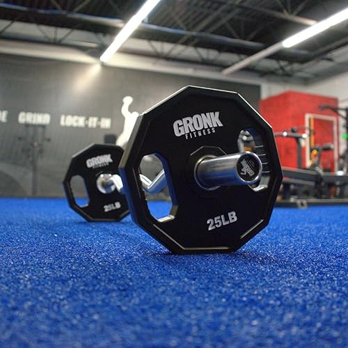 Miniatura 4 de Gronk Fitness Placas de pesas olímpicas de uretano de 10 lados | Pesas duraderas para gimnasios domésticos y comerciales | Diseño no rodante