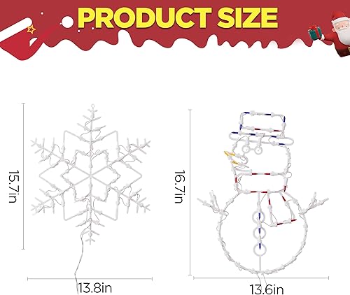 Miniatura 6 de UBTKEY Decoraciones navideñas iluminadas, paquete de 2 luces de silueta de ventana de 16 pulgadas enchufables para Navidad, decoración de pared