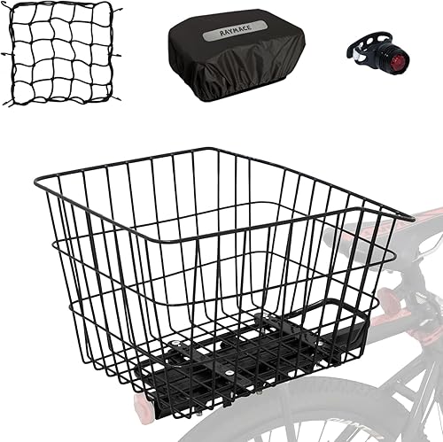 Miniatura 8 de RAYMACE Rear Bike Basket with Waterproof Cover,Bicycle Cargo Rack Storage Basket Mount for Back Under Seat