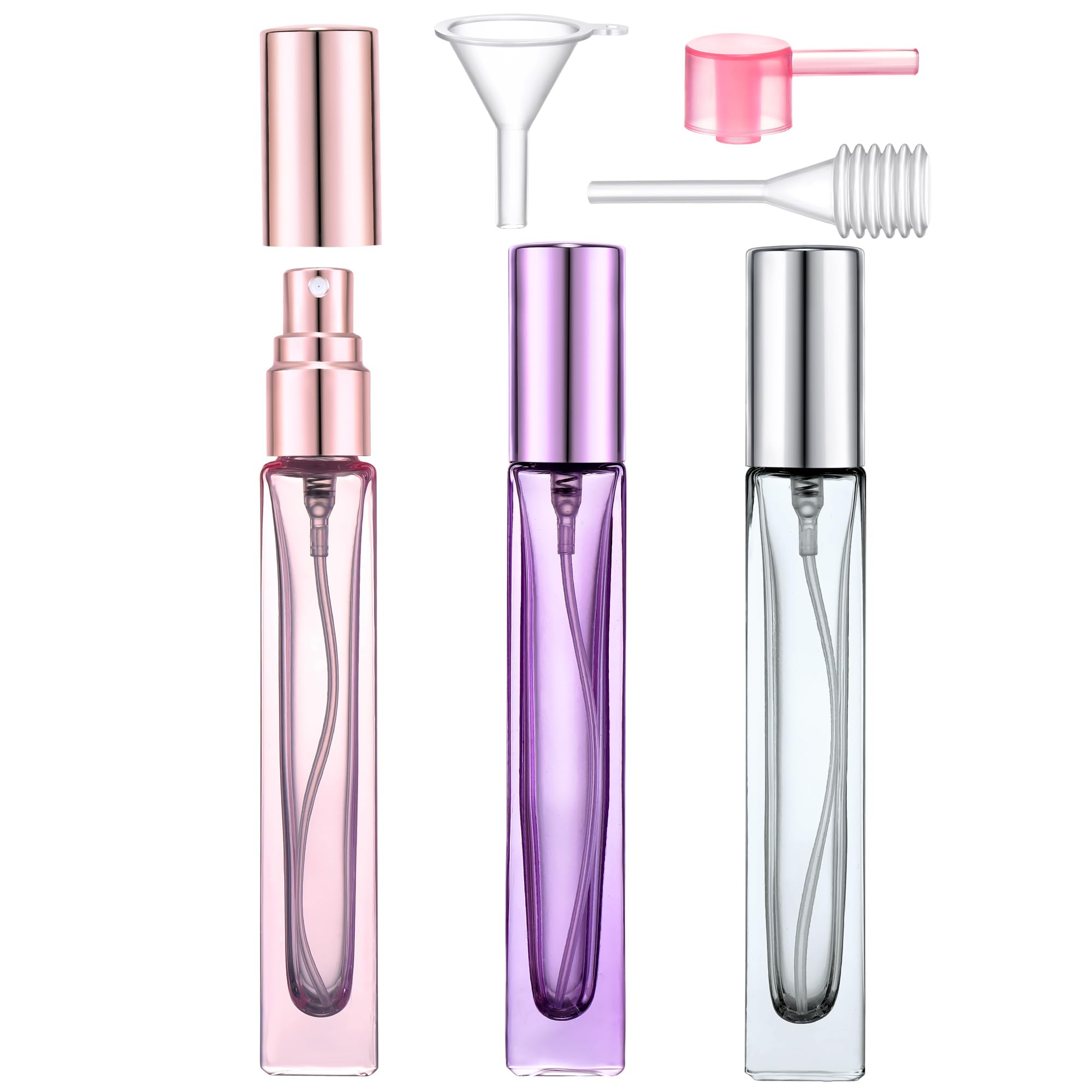 Yikimyfo Perfume Bottles Empty Refillable, 3 Pcs 10ml/0.34oz Travel Size Spray Bottle Portabe Glass Perfume Bottle Fine Mist Atomizer Leak-proof Fragrance Bottle