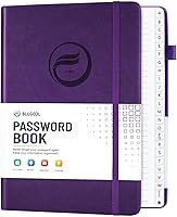 Vista 10 de Libro de contraseñas con pestañas alfabéticas, protector de contraseñas de tapa dura, organizador de cuadernos de contraseñas para computadora