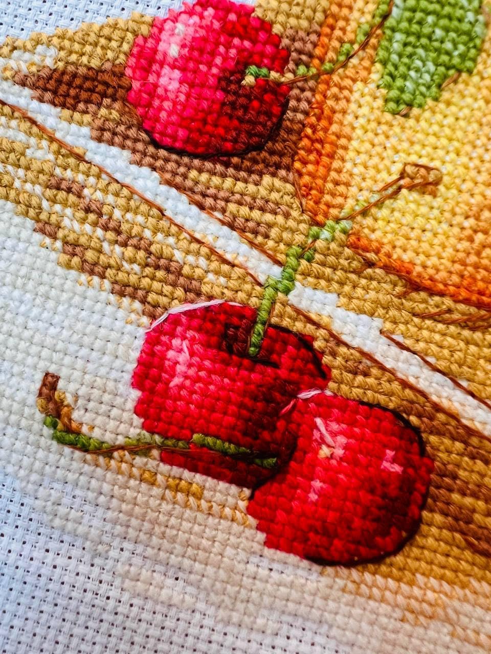 RIOLIS - Ripe Cherry 2169, Cross Stitch Kits 7¾"x7¾, Cross Stitch Kits for Beginners & Advanced, Crossstitching Kit Adult, Embroidery Counted Stitching Kit