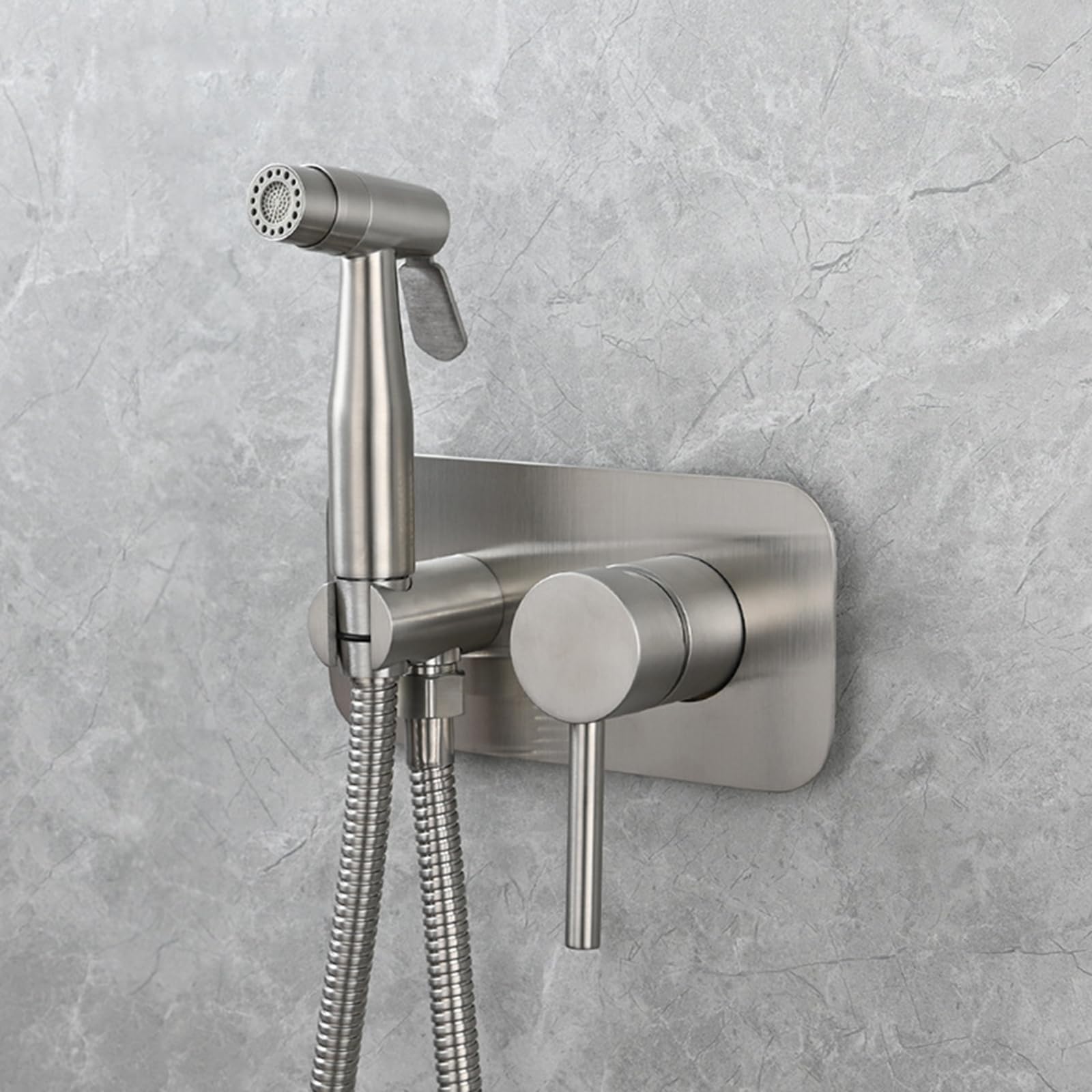 Doccetta per Bidet Incassato Bidet per Wc Acqua Calda E Fredda Acciaio Inox,Spazzolato,Doppia Modalità