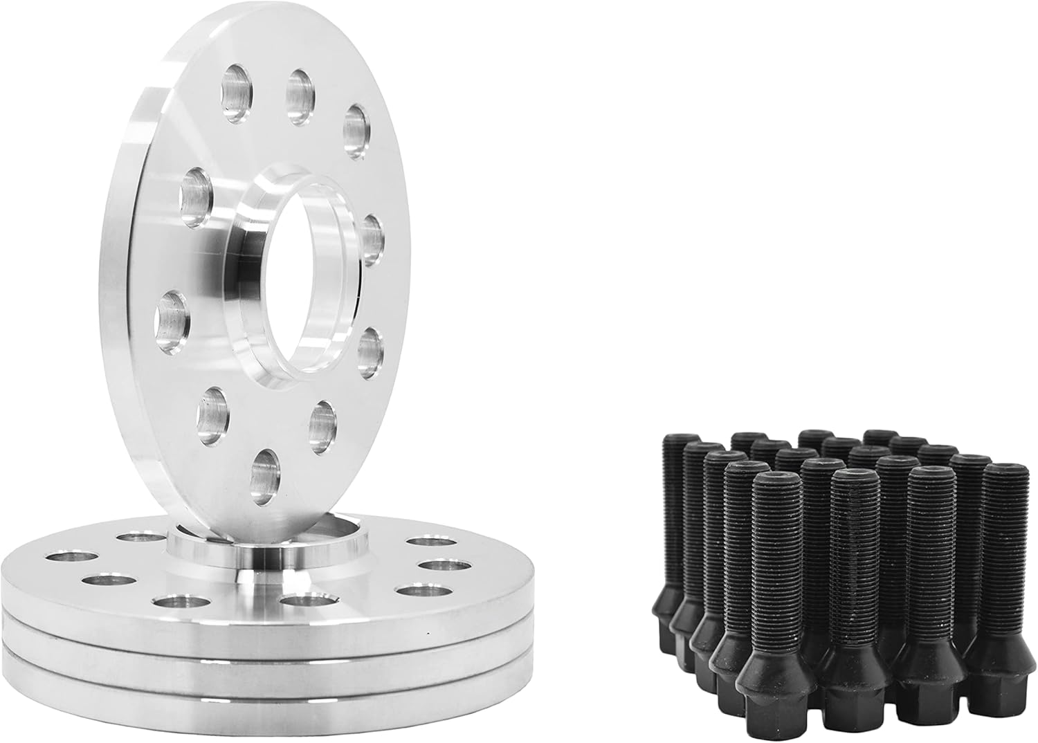 4 Pc Billet 5x130 mm Hub Centric Wheel Spacers 10 mm Thick + Black Conical Wheel Bolts Compatible with Porsche 911 924 928 Boxter Cayman Panamera Aftermarket Wheels