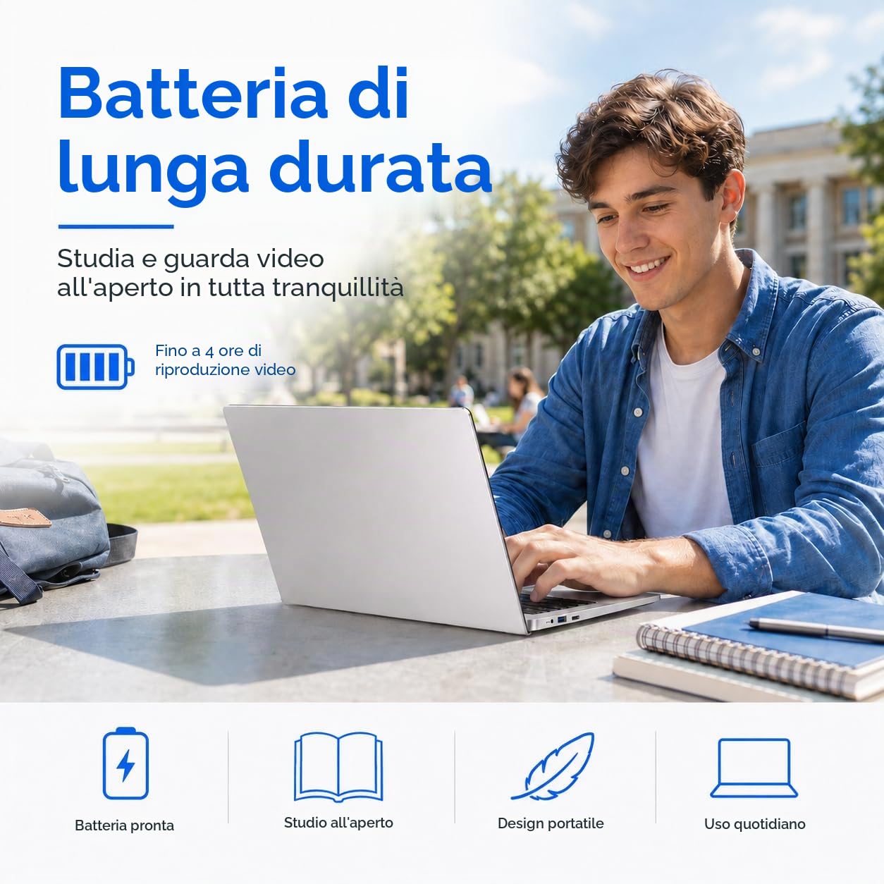 PINSTONE Computer Portatile Celeron N4000 da 14 Pollici, PC Portatili 6 GB di RAM 128 GB SSD, Computer Portatili Supportano 2,4 G/5 G WiFi, Bluetooth 5.0, Laptop a Lunga Durata Della Batteria.
