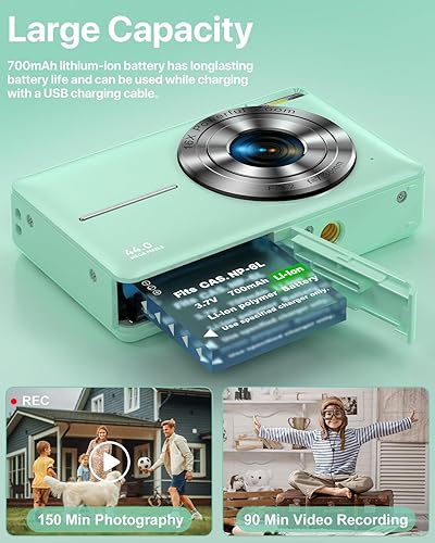 Miniatura 7 de Cámara digital, FHD 1080P Cámara para niños, cámara digital compacta de 44 MP con tarjeta de 32 GB, 1 batería, zoom digital de 16X, punto y disparo,